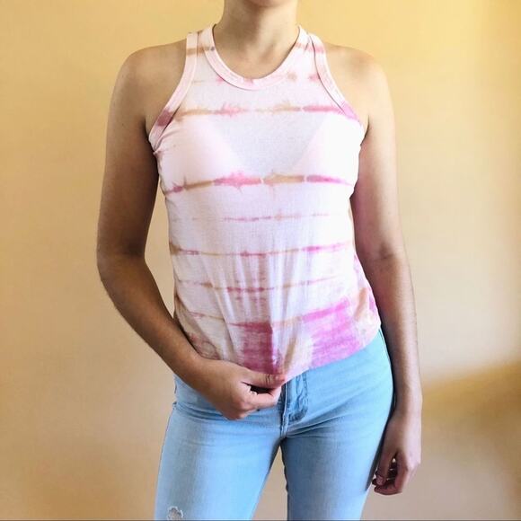 Custome pink/yellow tie dye crop tank | xs/s - Picture 4 of 4